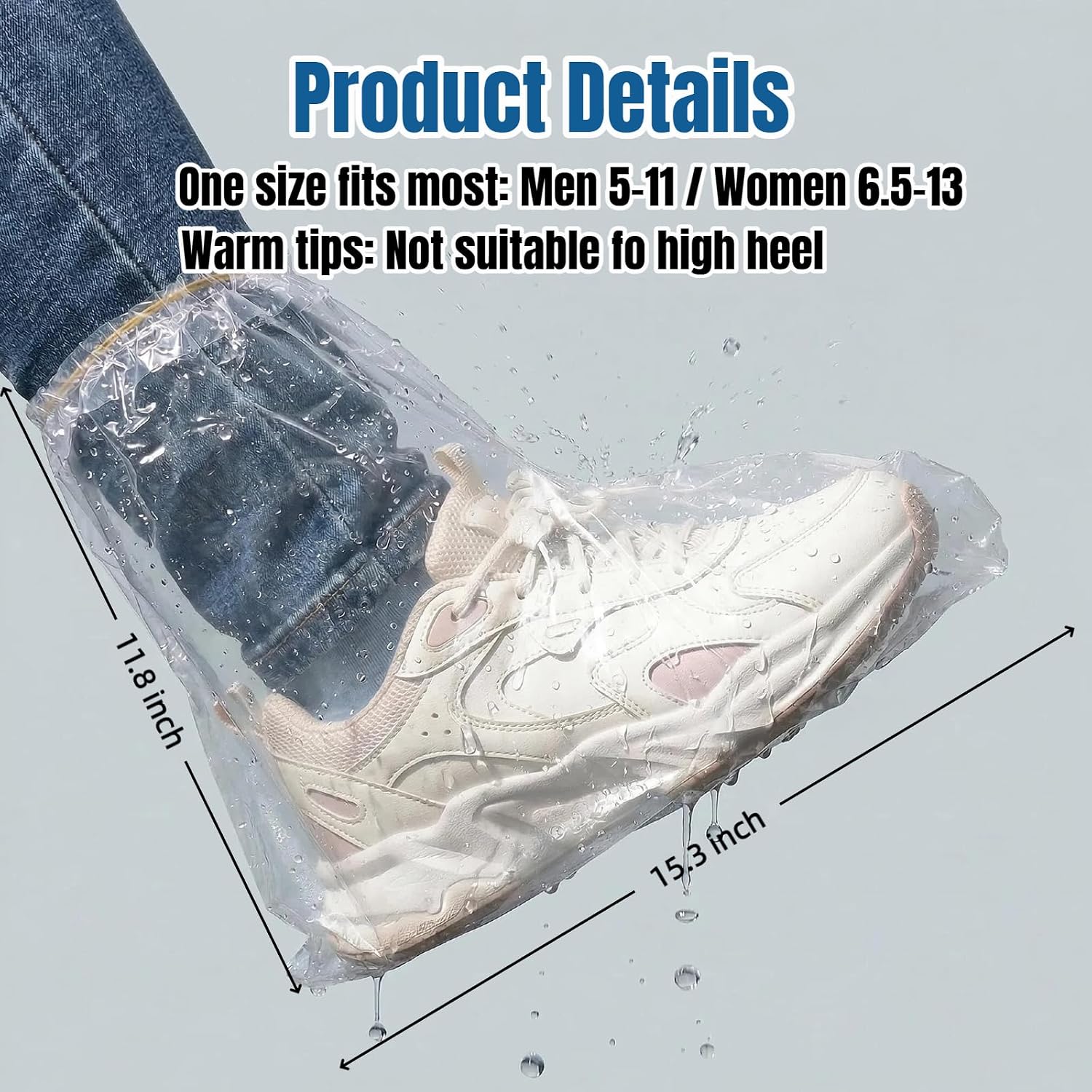 16 PCS Waterproof Shoe Covers for Rain With Non-Slip Thickened PE Material, Plastic Rain Boot Covers for Rainy or Snowy Days, Clear Shoe Ponchos for Men and Women