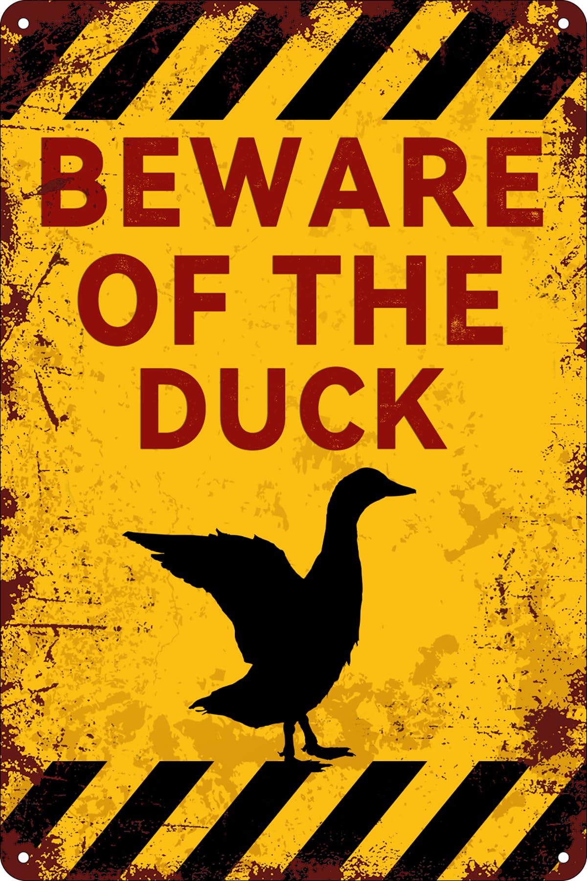 Preeklen Tin Sign 054 Vintage Beware Of The Duck Metal Tin Signs Retro Funny Warning Notice Animal Sign Wall Decor Plaque For Home Farm Garde Backyard Patio Outdoor Decorative 12X16 Inch