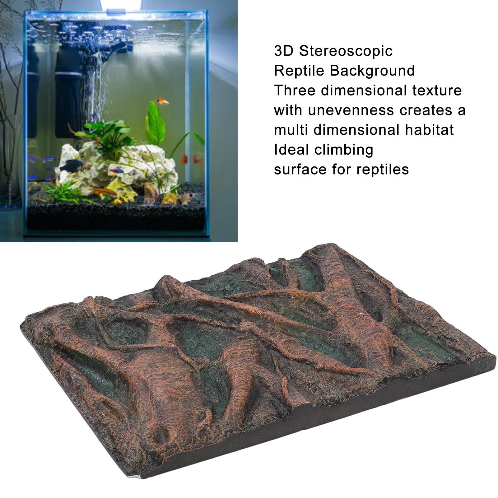 Sfondo per Acquario in Pietra, Sfondo per Acquario in Schiuma con Effetti 3D, Parete per Acquario, Sfondo per rettili per terrario (H)