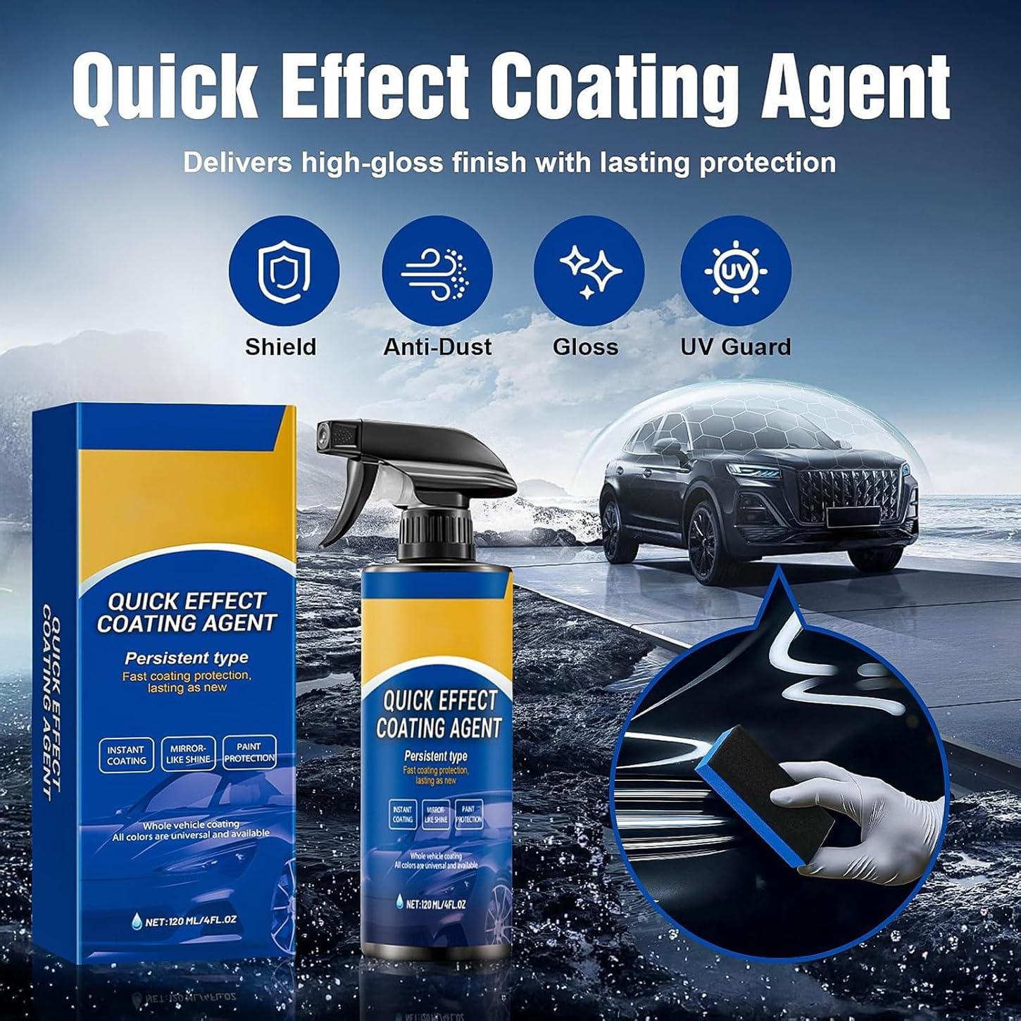 2026 New Car Coating Spray, Quick Effect Coating Agent for Car,Quick Effect Ceramic Wax Polish, Waterless Wash & Scratch Repair Spray, Removes Oil Film, Enhances Gloss & Hydrophobic Protection(2PCS) — view 2