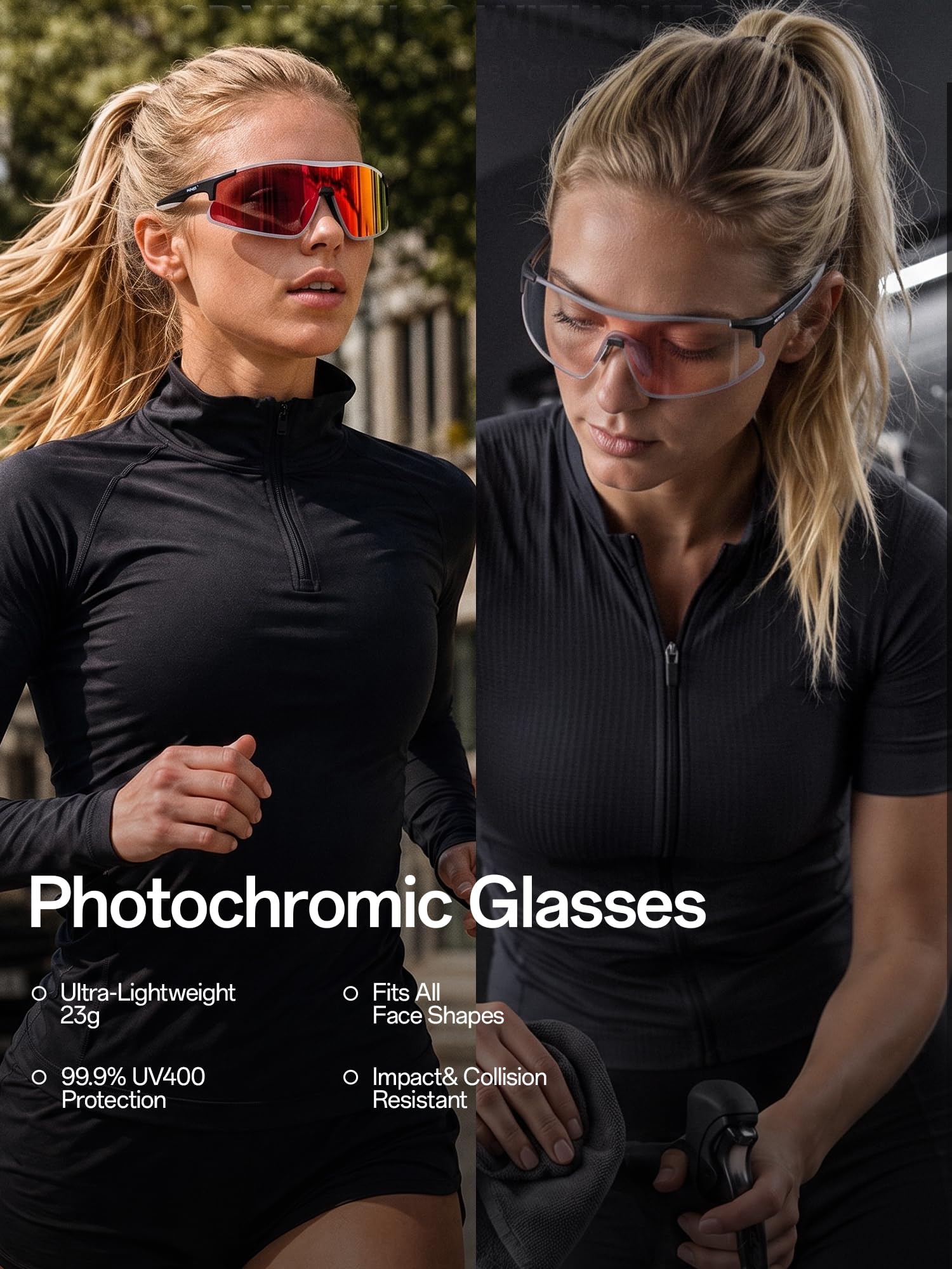 KAPVOE Gafas de Ciclismo Fotocromáticas Claras Deportivas Hombre Mujer K561