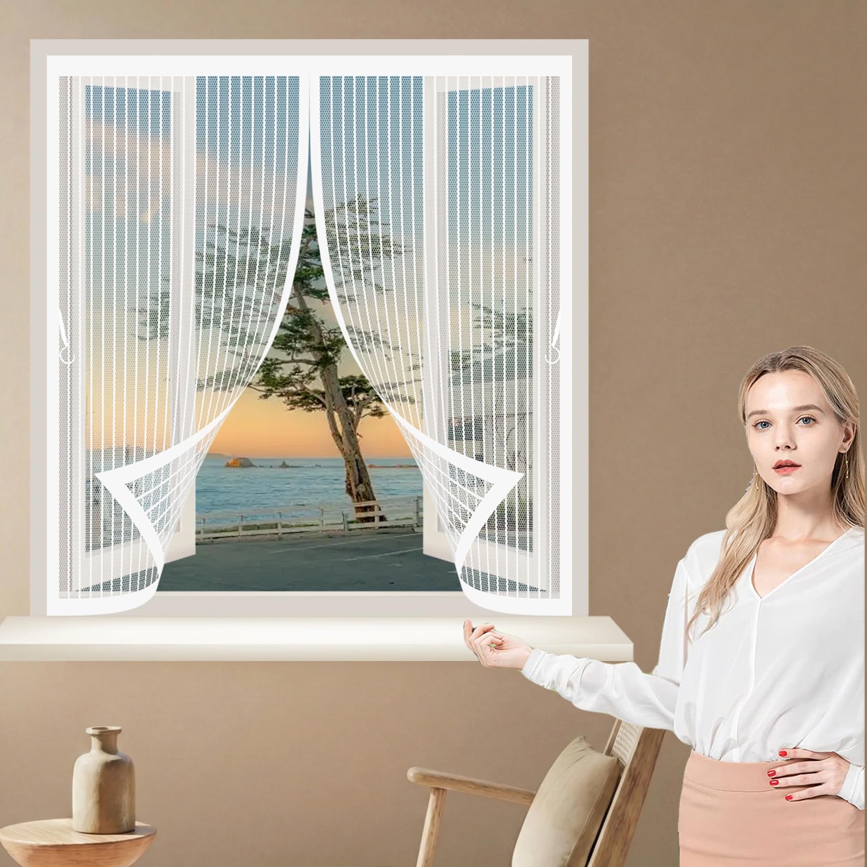 Moustiquaire fenêtre 94x90 cm automatique pour aérer sereinement votre chambre