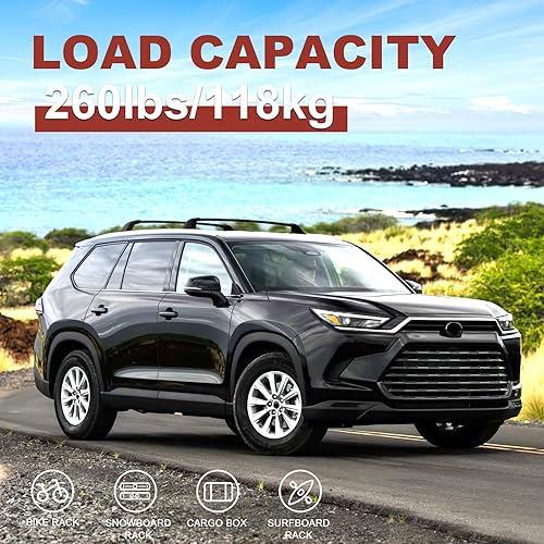 Vista 22 de KINGGERI Barras transversales con cerradura de 220 libras para Toyota Highlander 2014-2019 XLE Limited & SE LE & LE Plus, barras transversales