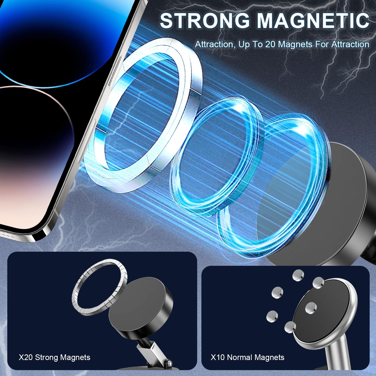 Supporto Magnetico Moftt Pivot Pro 2025, Universale Con Ventosa, Rotazione 360°, Per Auto, Cucina E Doccia, Per Tutti Gli Smartphone, Nero - 3