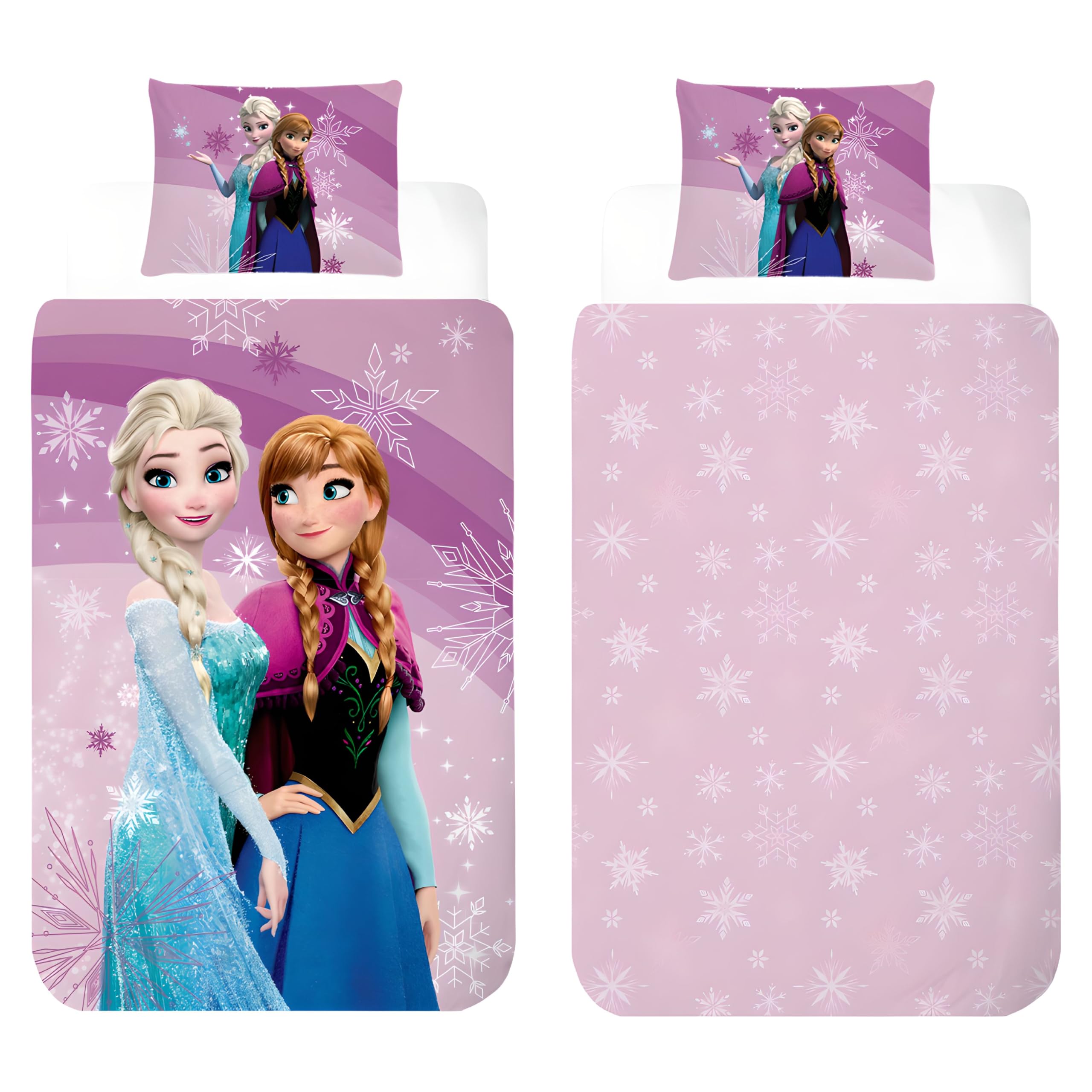 Disney Frozen Baby & Toddler Reversible Bedding Set | Junior Duvet Cover 100 × 135 cm + Pillowcase 40 × 60 cm | 100% Cotton Soft Breathable Children's Bedding | Official Disney Elsa & Anna