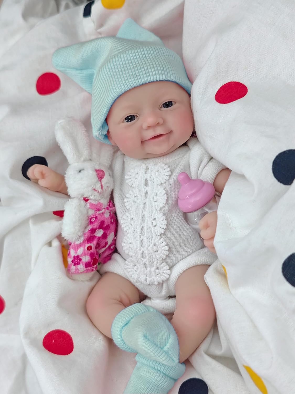 Miniature 7" Reborn Baby Doll Silicone Full Body Looks Real Babies Lifelike Eyes Open Cute Baby Girl Realistic Newborn Doll Soft Anti Stress Doll