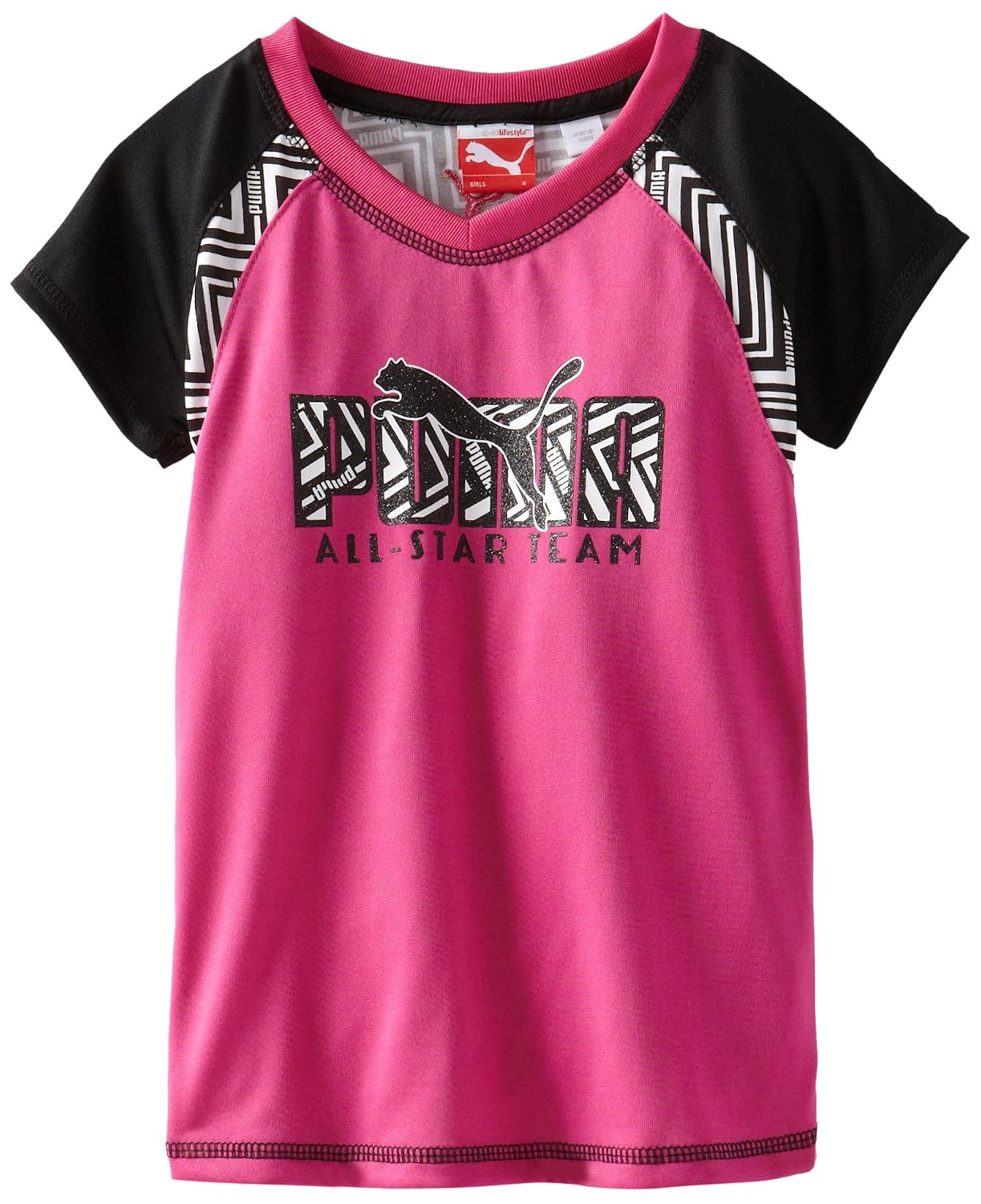 Puma Raspberry Buy PUMA Little Girls' Colorblock Logo Tee, Raspberry Rose, 5 at Amazon.in