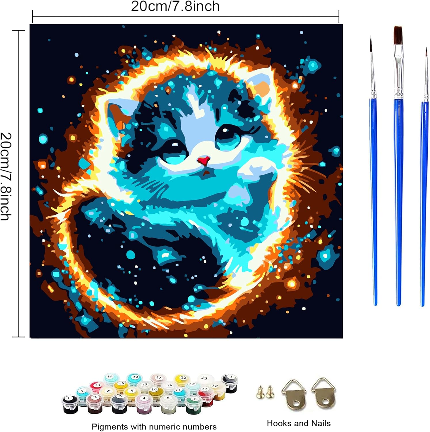 FLAJZ Paint by Numbers Kit for Kids, 4 Pack Easy Kids Paint by Number Kits Age 4 5 6 7 8 9 10 12, DIY Color Canvas Painting Animal Acrylic Oil Painting Suitable for Home Decoration 8x8 Inch (Animals)