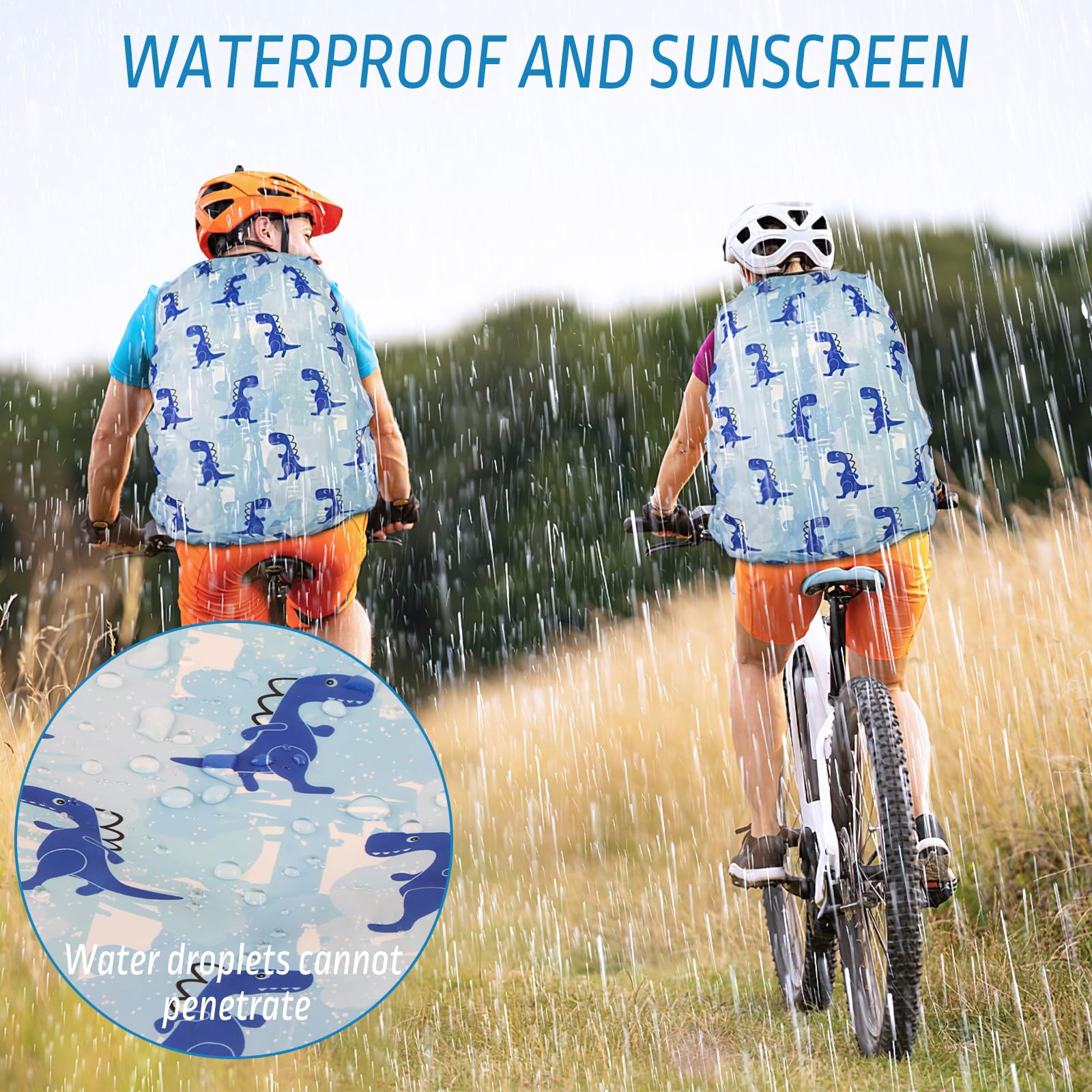 Housse Imperméable Pour Sac à Dos - Motif Dinosaure - Taille Ajustable, Idéale Pour école, Rando, Voyage