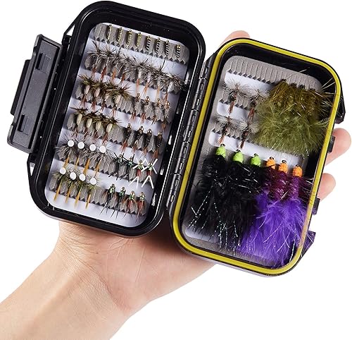 Miniatura 7 de BASSDASH Trout Steelhead - Moscas de pesca de salmón con púas sin barbas, incluye moscas secas y húmedas, serpentinas de ninfas, huevos, kit de