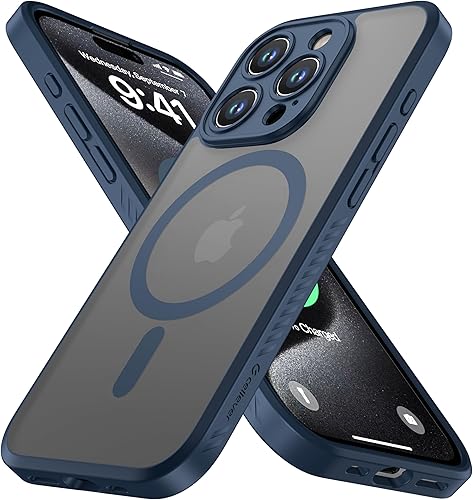 Miniatura 13 de CellEver Funda magnética fuerte para iPhone 15 Pro [protección de cámara] [prueba de caídas de grado militar] [compatible con MagSafe] Funda delgada