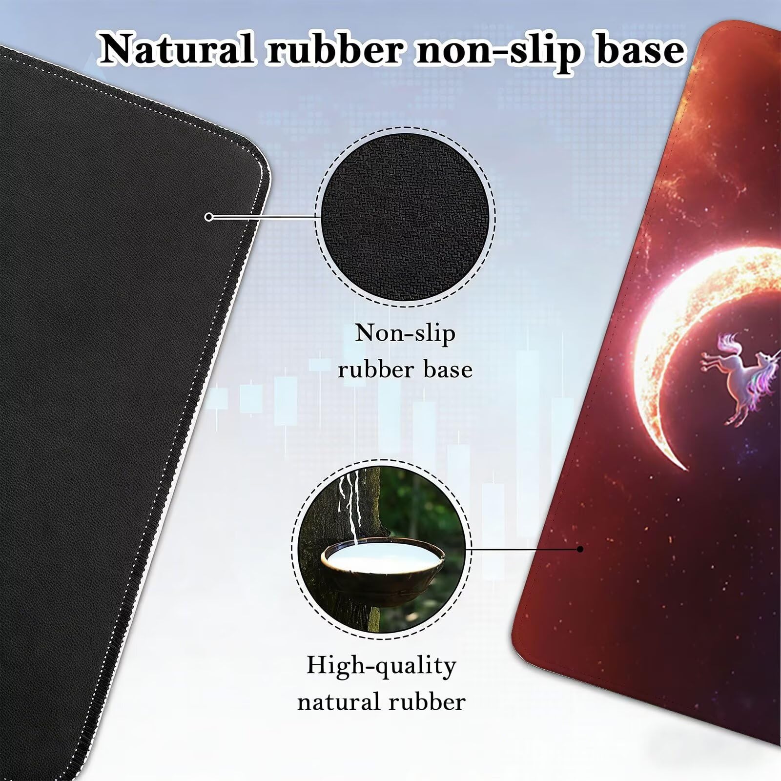 Tappetino Mouse XXL, 70x140cmx3mm Mouse Pad Impermeabile Grand, Gaming Tappetino Per Mouse, Base Antiscivolo in Gomma, Accessori Scrivania, Ufficio Accessori, Cavallo Bianco Luna JX6B-13