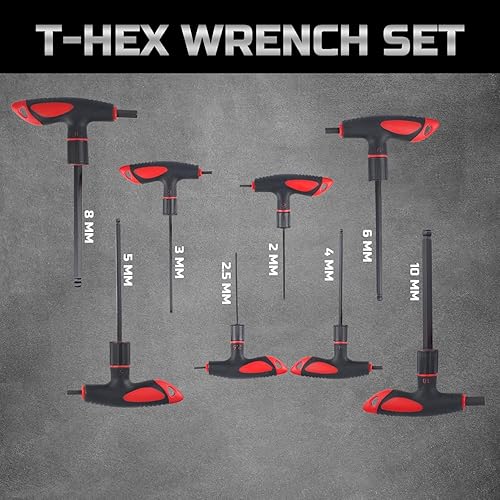 Miniatura 2 de Lichamp Juego de 8 llaves Allen métricas con mango en T, 2 a 0.394 in, cabeza de bola, excelente juego de alta resistencia
