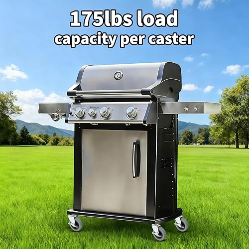 Miniatura 8 de Ruedas giratorias de vástago de 4 pulgadas, ruedas de goma de 716 pulgadas de diámetro, juego de 4 con freno lateral, ruedas de repuesto TPR