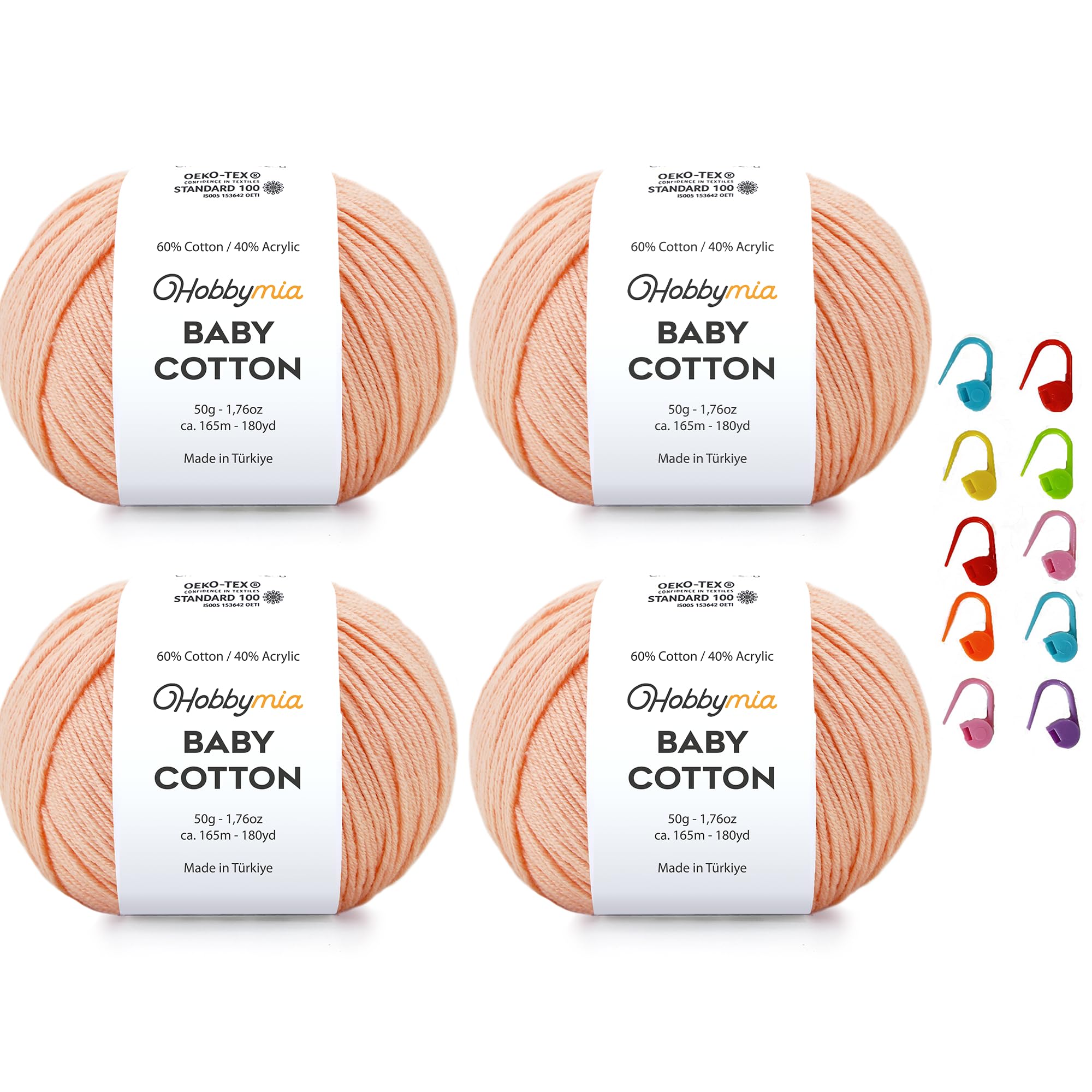 Baby Cotton Blend Yarn – Soft Sport Weight Yarn for Crochet & Amigurumi - 50g/180yds - 60% Cotton 40% Acrylic - Ideal for Baby & Knitting Proj.(Neon Green, 1 Ball) — view 89
