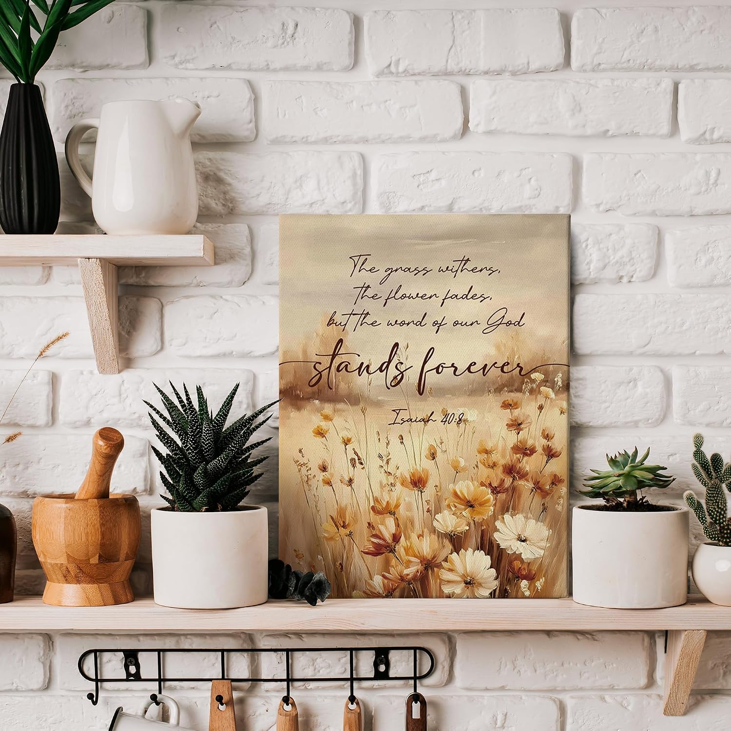 TLESKE Fall Christian Floral Rustic Wall Art Decor 11x14 (Orange-09)