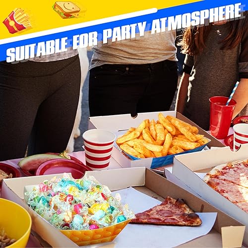 Miniatura 7 de Ctosree 60 unidades de bandejas de papel para alimentos de papel de ladrillo grande para fiestas temáticas de ladrillo, bandeja desechable para