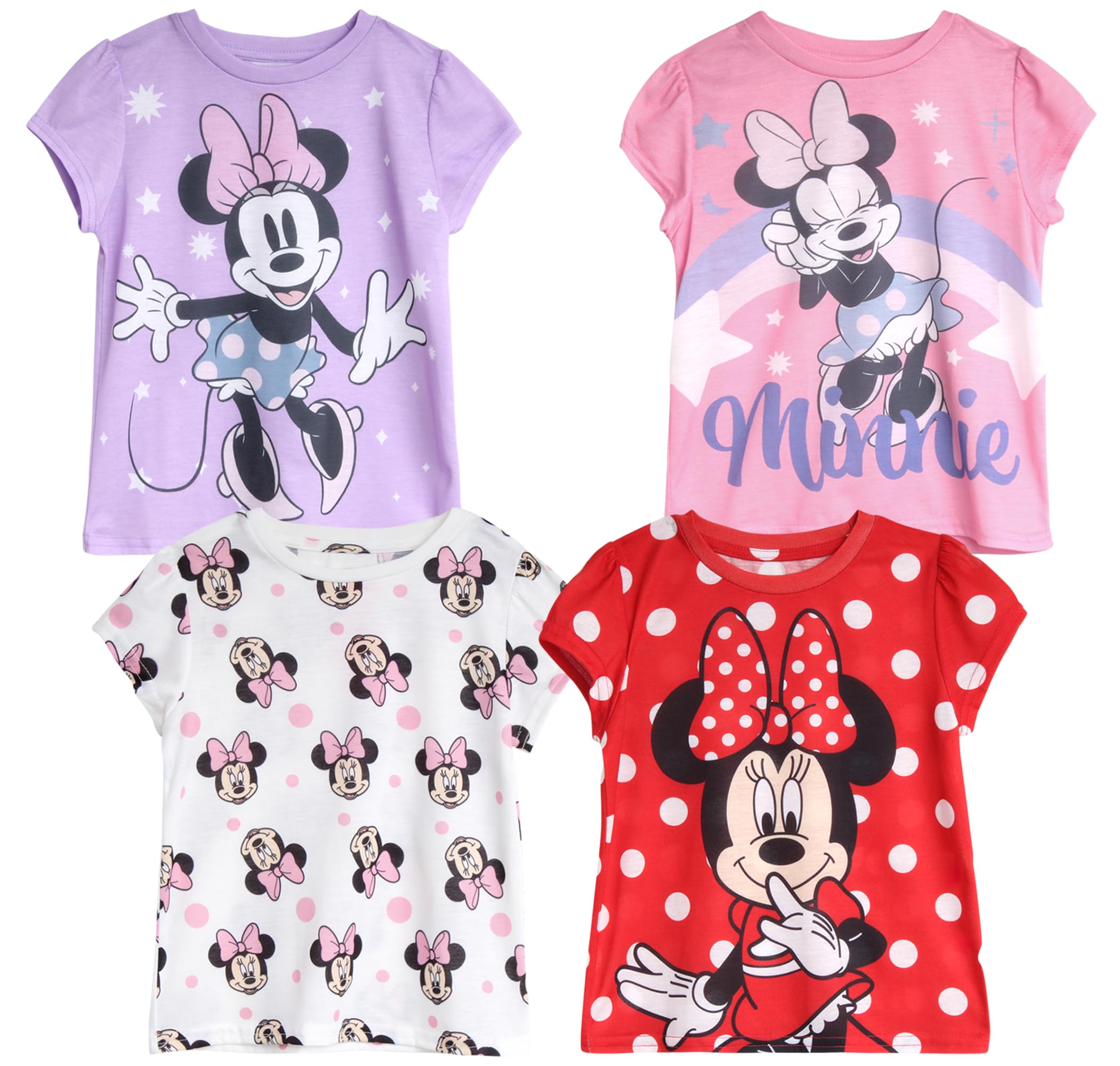 Disney Minnie Mouse koszulki księżniczki z krótkim rękawem, koszulki z grafiką dla małych dzieci i małych dzieci (rozmiar 2T-7)
