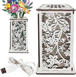 Wooden Vase for Lego Flowers ，Display Stand for Lego Flower, Cool vase with Hollow