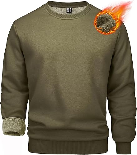 MAGCOMSEN Sudadera de cuello redondo para hombre de manga larga casual cálida de forro polar