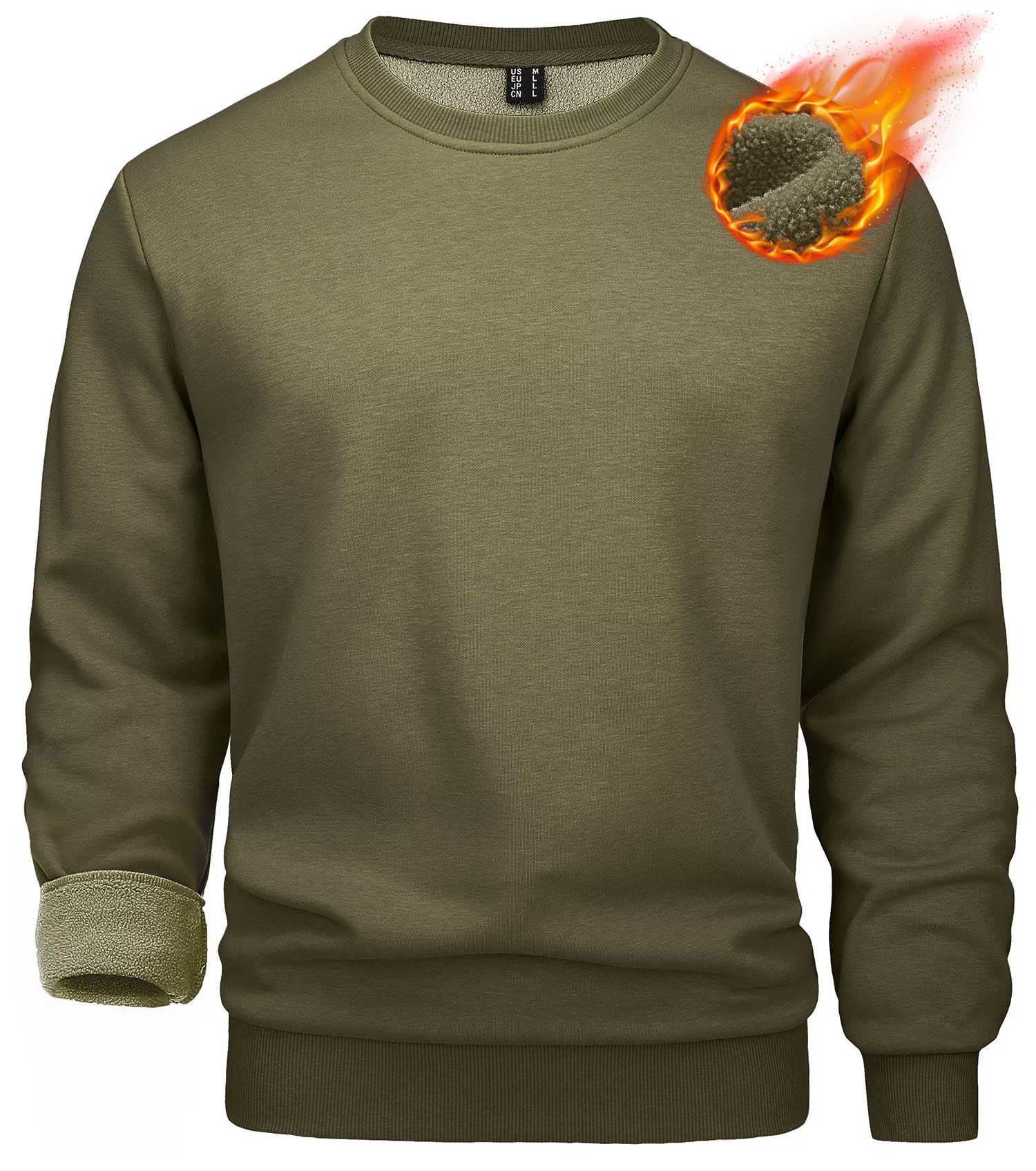 MAGCOMSENMen's Crewneck Sweatshirt Long Sleeve Casual Warm Fleece Pullover