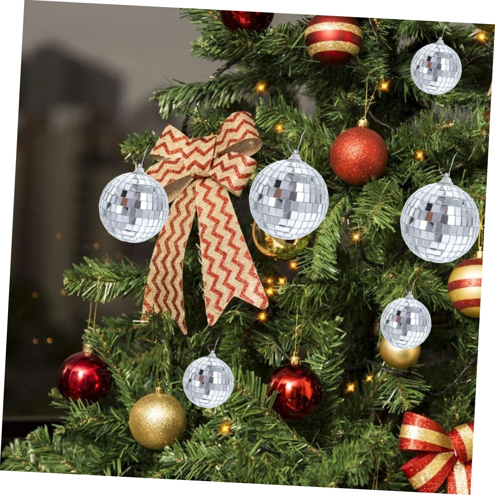 Alipis 24piezas Bola Decorativa de Espejos Plateadas para Colgar del Árbol de Navidad Adornos Colgantes para Árbol de Navidad Decoración Navideña