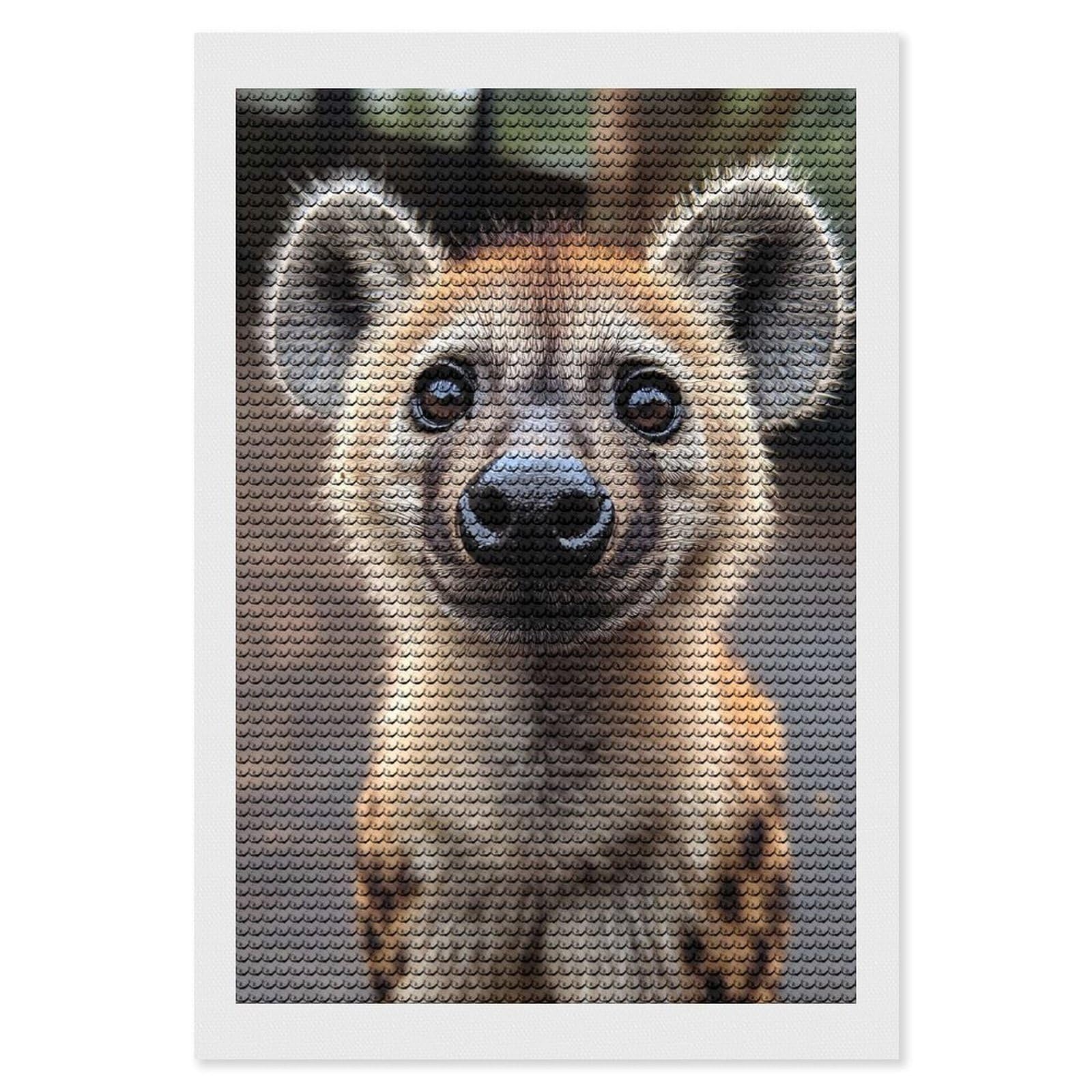 Junmoney Close-up of A Smiling Hyena Diamond Art Kit 8"x12", Gift Idea, for Family Craft Time, Mindful Craft Activity, Boho Decor, Relaxing DIY Hobby