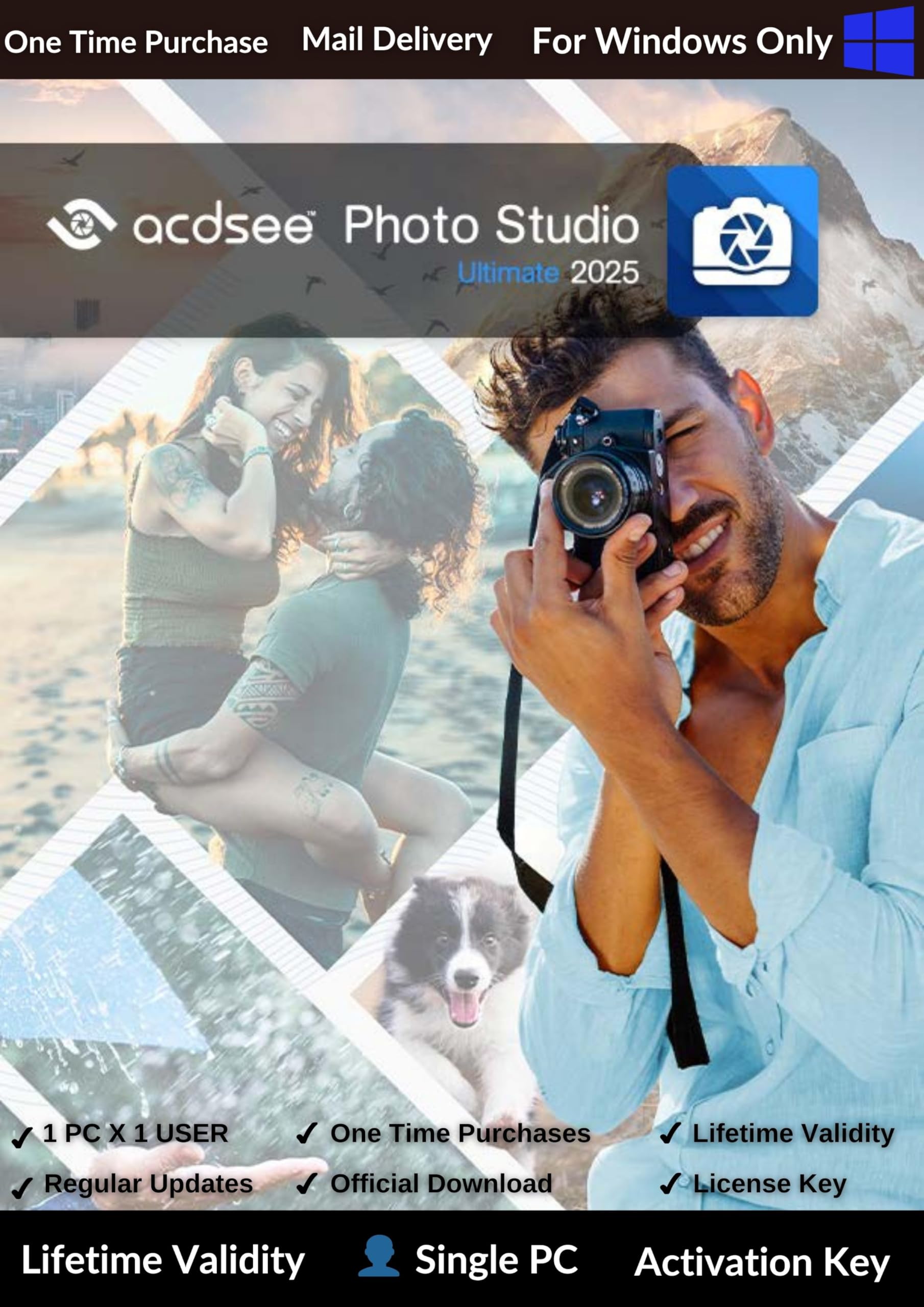ACDSee Photo Studio Ultimate 2025, Professional RAW Photo Editing Software with AI Features, Digital Asset Management, Super-Resolution Enhancement, Windows, Lifetime License