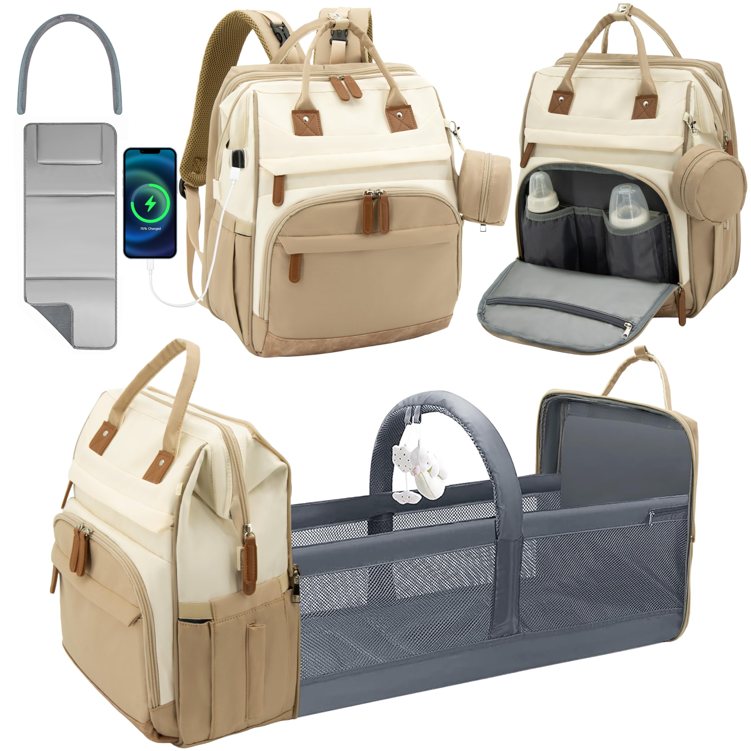DERJUNSTAR Changing Bag Baby Changing Backpack with Changing Station-image-31