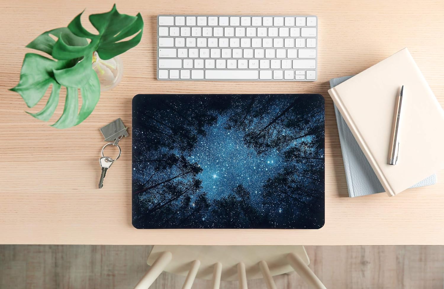 Case for MacBook Air 13.6 inch 2025 M4 A3240 M3 A3113 M2 A2681 2024 2023 2022 Release with Touch ID, Soft-Touch Plastic Hard Protective Cover&Keyboard Cover, Forest Starry - Image 7