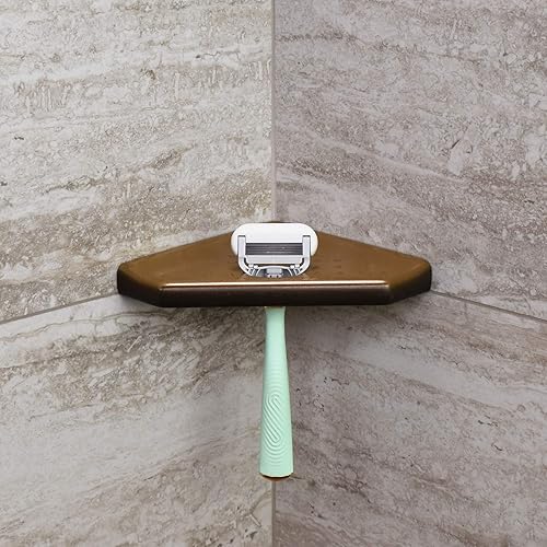 Miniatura 2 de Questech Décor - Reposapiés de ducha de 5 pulgadas, estante de afeitado de ducha esquinero montado en la pared, organizador de ducha reacondicionado