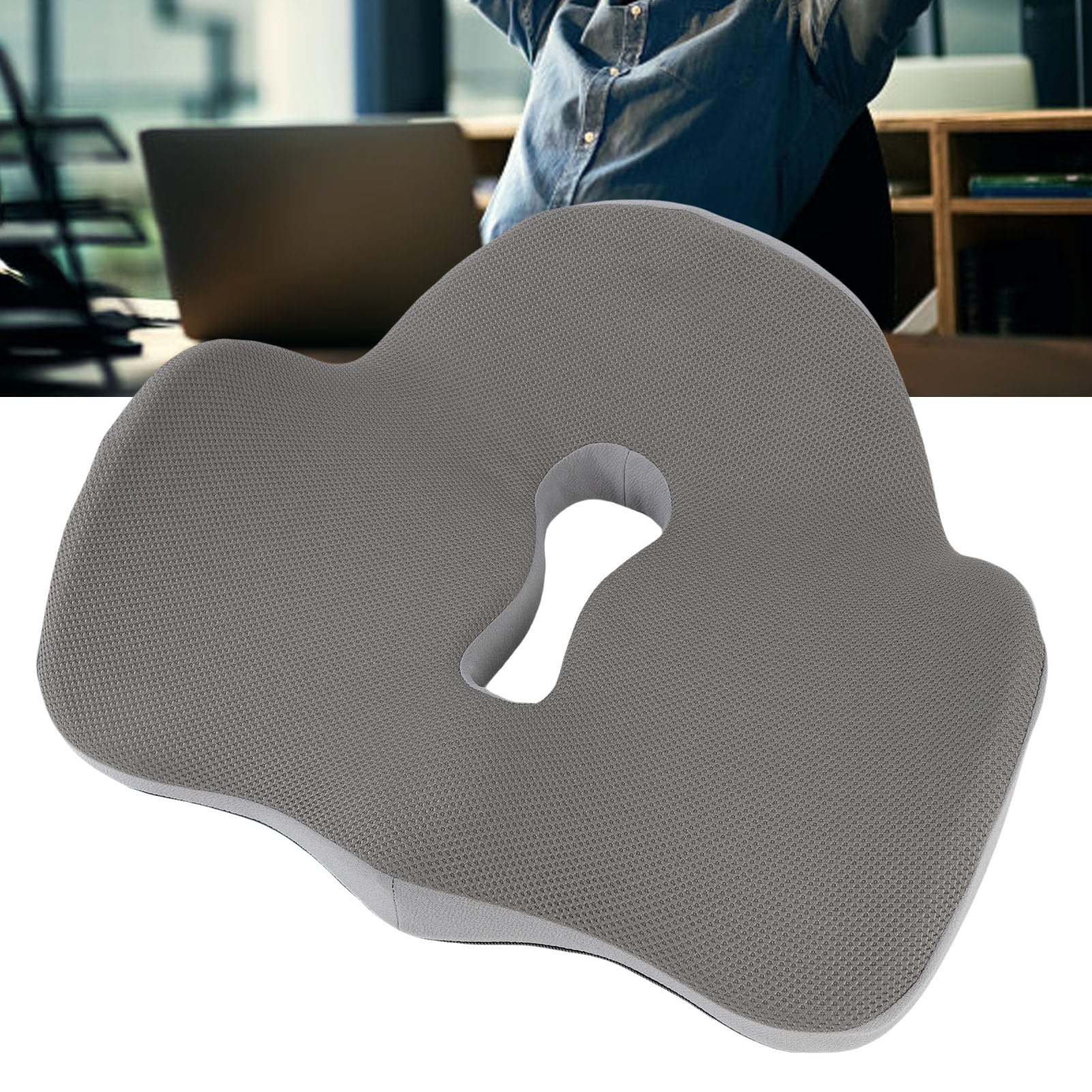 Yinhing Poduszka do Siedzenia, Poduszka z Pianki Pamięci, Poduszka na Krześle biurkową, Ergonomiczna Poduszka Krzesła, dla Długich Pracowników Siedzących, Kierowców Samochodów (GREY)