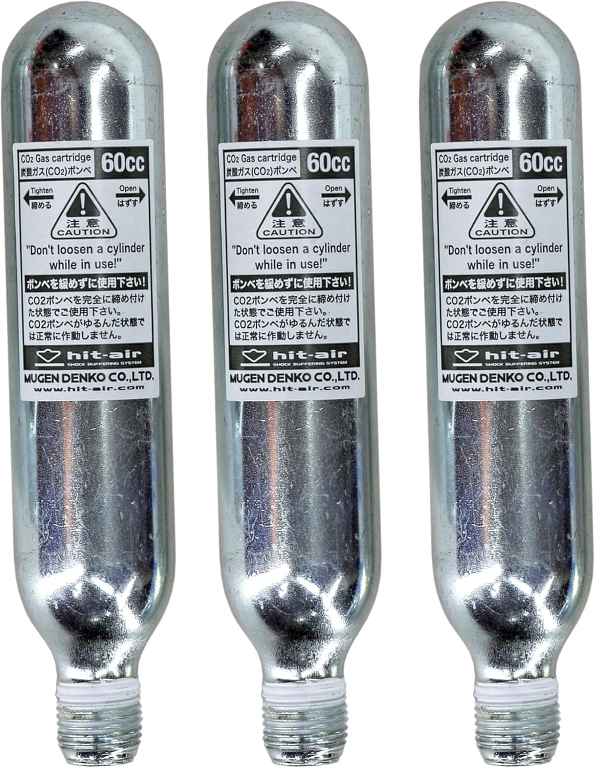 Hit-Air CO2 Replacement Cartridges – 3-Pack 60cc – Compatible with Hit-Air Motorcycle & Equestrian Airbag Vests – Easy Install – Fast-Inflating Safety Refills