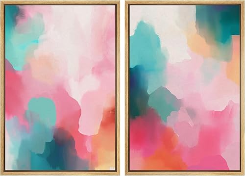 Miniatura 123 de SIGNLEADER Lienzo enmarcado para pared, juego de arte geométrico de mediados de siglo, formas de tocadiscos de música, ilustraciones abstractas,