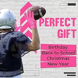 HANDLANDY Adult Football Gloves, Sticky Receiver Gloves,Super Grip Football Glove Best Gift for Boys,Girls (Pink, X-Large-Adult)