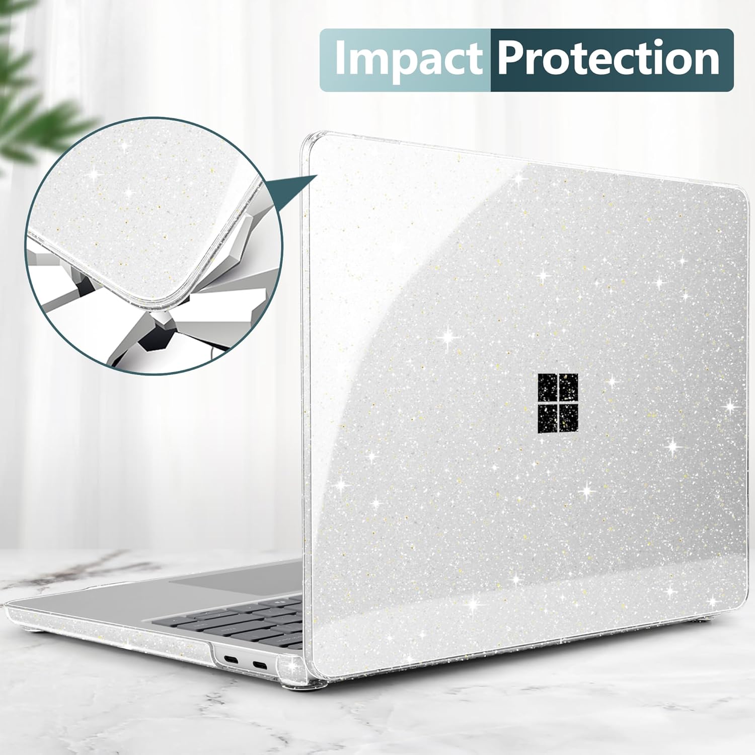 Shiny Crystal Clear Case for Microsoft Surface Laptop 13-Inch Copilot+ PC (2025 Latest Model) – Sparkling Protective Shell, Slim Lightweight Design with Scratch Protection, Clear