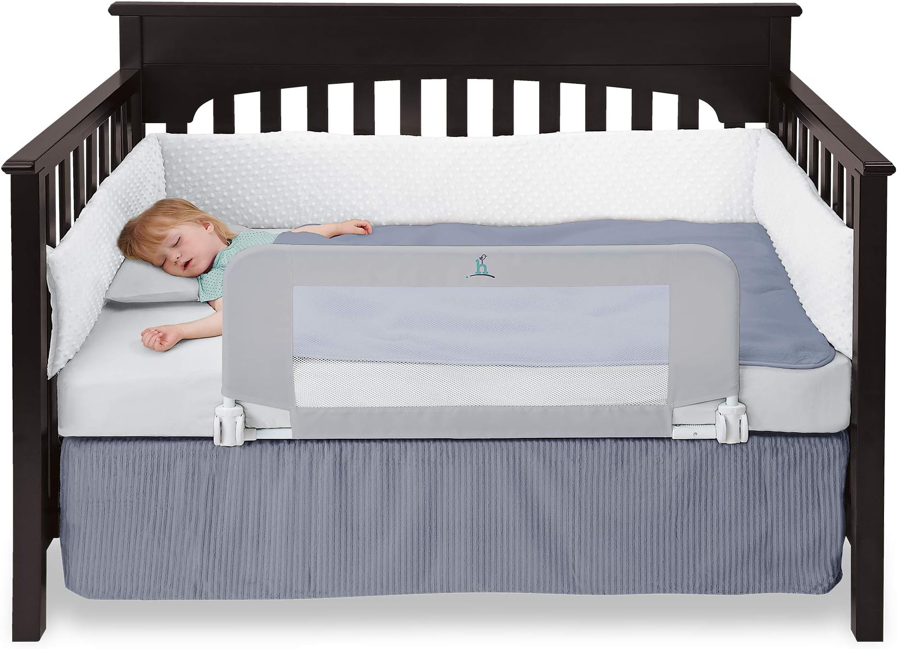 Convertible Crib Bed Rail for Toddlers, Crib Rail Guard with Reinforced Anchor Safety