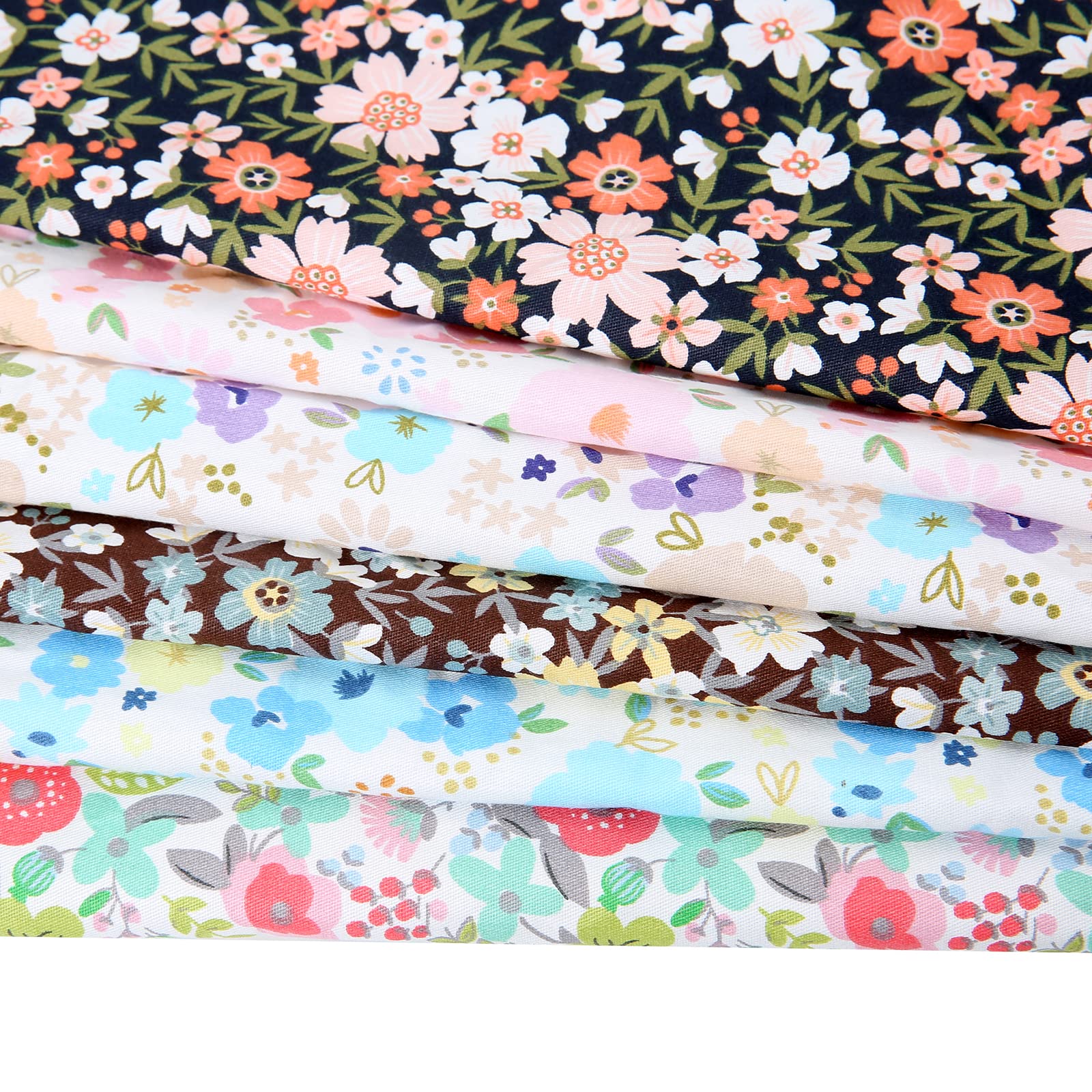 Cotton Fabric DIY Making Supplies Quilting Patchwork Fabric Fat Quarter Bundles DIY for Quilting Cotton Patchwork Cushions (clorful Flowers, 20" x 20")