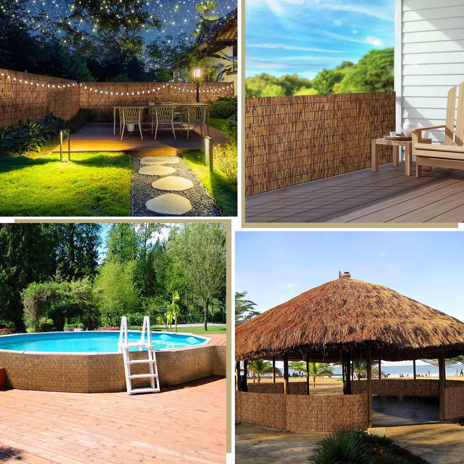 Rollo de valla de bambú natural de 50160 cm de alto y resistente, de madera para jardín, piscina, patio y terraza, fácil de instalar, 110 x 500 cm