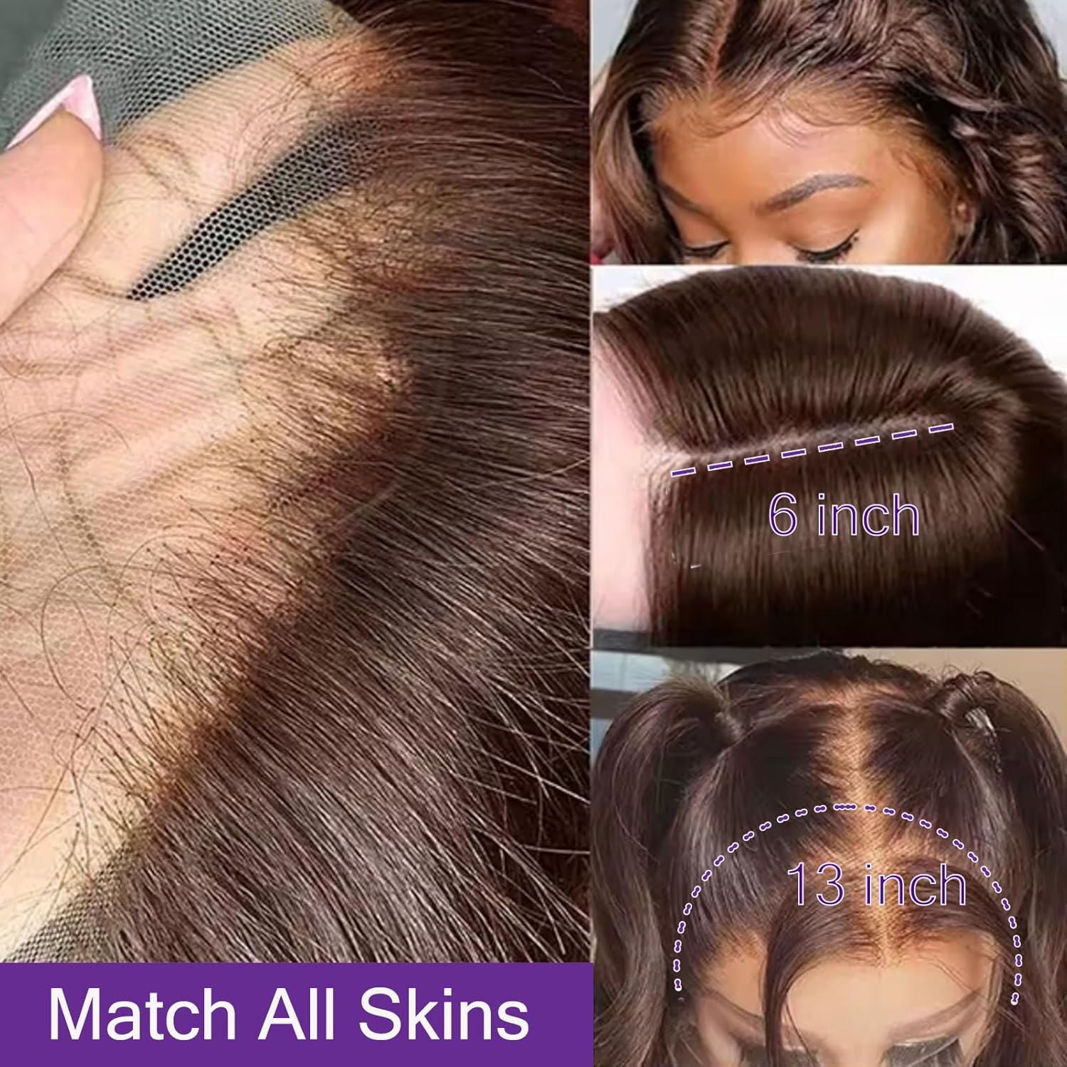 VRBest Chocolate Brown Lace Front Wig Human Hair Body Wave 13x6 HD Lace Front Wigs Pre Plucked 4# Colored Brown Wig Human Hair Wigs for Black Women 28 inch