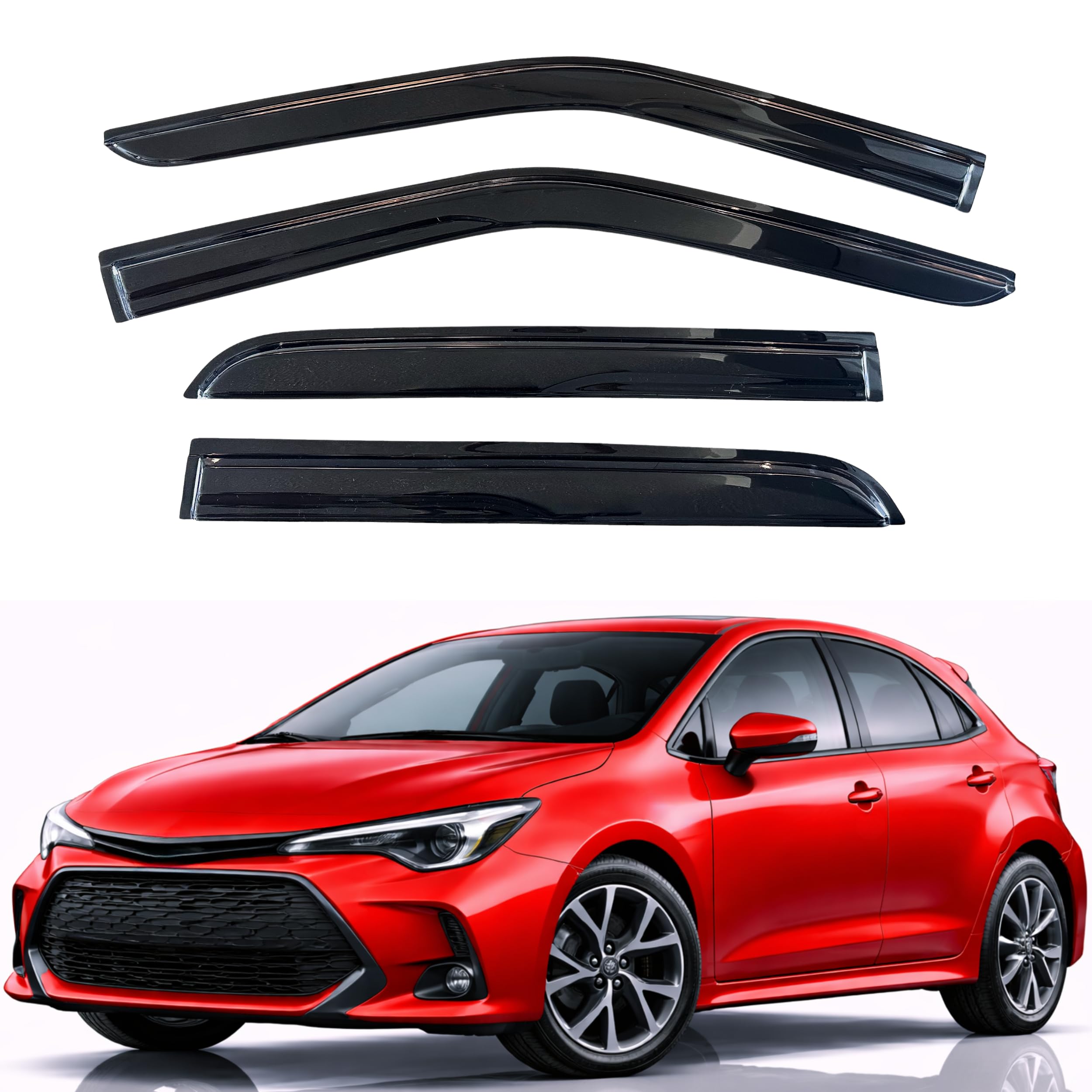 Photo 1 of KPY Rain Guards Fit for 2020-2026 Toyota Corolla Hatchback, Out-Channel Window Visors Vent Wind Deflectors 4PC, Car Accessories for 20-26 Corolla Hatchback (Excludes Sedan)