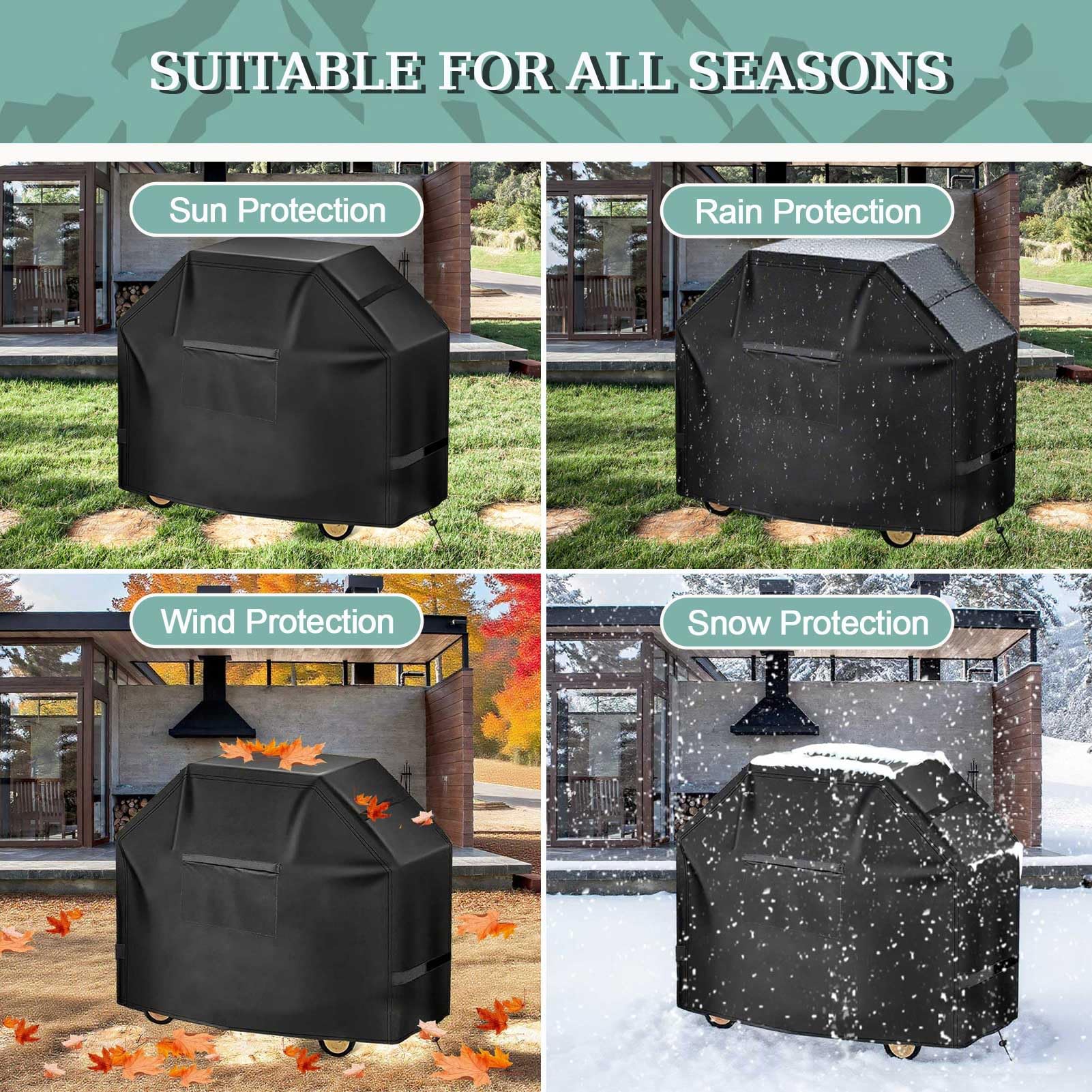 Funda para Barbacoa de 90/120/140/160 cm, Funda Superior para Barbacoa de Gas Weber Genesis Serie 300, Fundas Impermeables para Barbacoas de Exterior 600D para Brinkmann,Plata,122x56x107cm