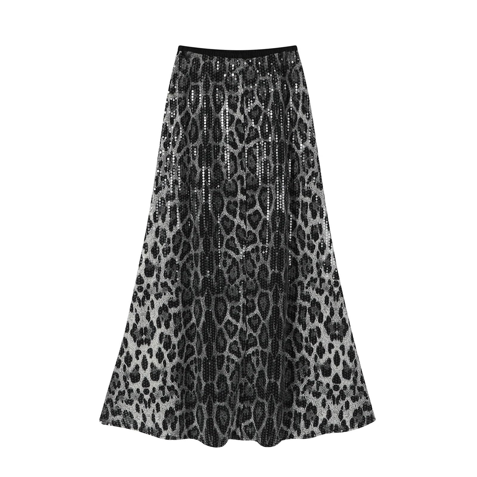 Gonna Leopardata Gonne da Donna a Coda di Pesce con Paillettes in Stile retrò, gonne snellenti a Vita Alta e Lunghezza Media per Festa