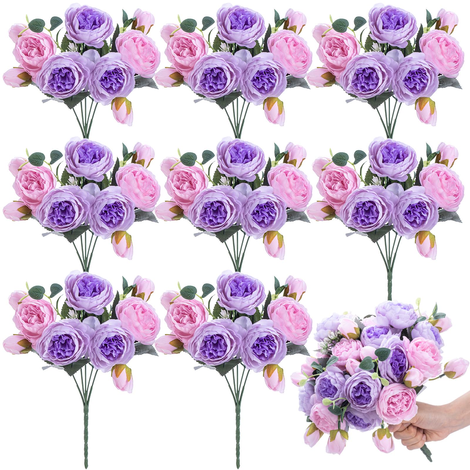 Pivoines artificielles en soie fleurs durables anti-flétrissement pour table