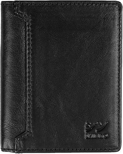 SHINKO Cartera de cuero italiano para hombre, portatarjetas de cuero genuino Vachetta billetera larga plegable para hombre, versátil para hombre,