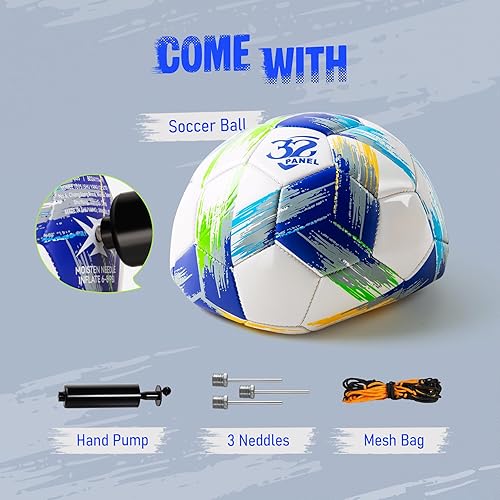 Miniatura 3 de Balón de fútbol tamaño 5 tamaño 4 con bomba desinflada, diseño multicolor vibrante, pelota de fútbol de Navidad de funcionamiento, pelota deportiva