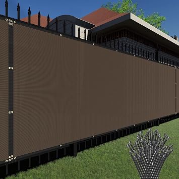 TANG Durable Privacy Screen Fence 98% Privacy Heavy Duty Windscreen for Backyard Chain Link Fence 6x12 Brown
