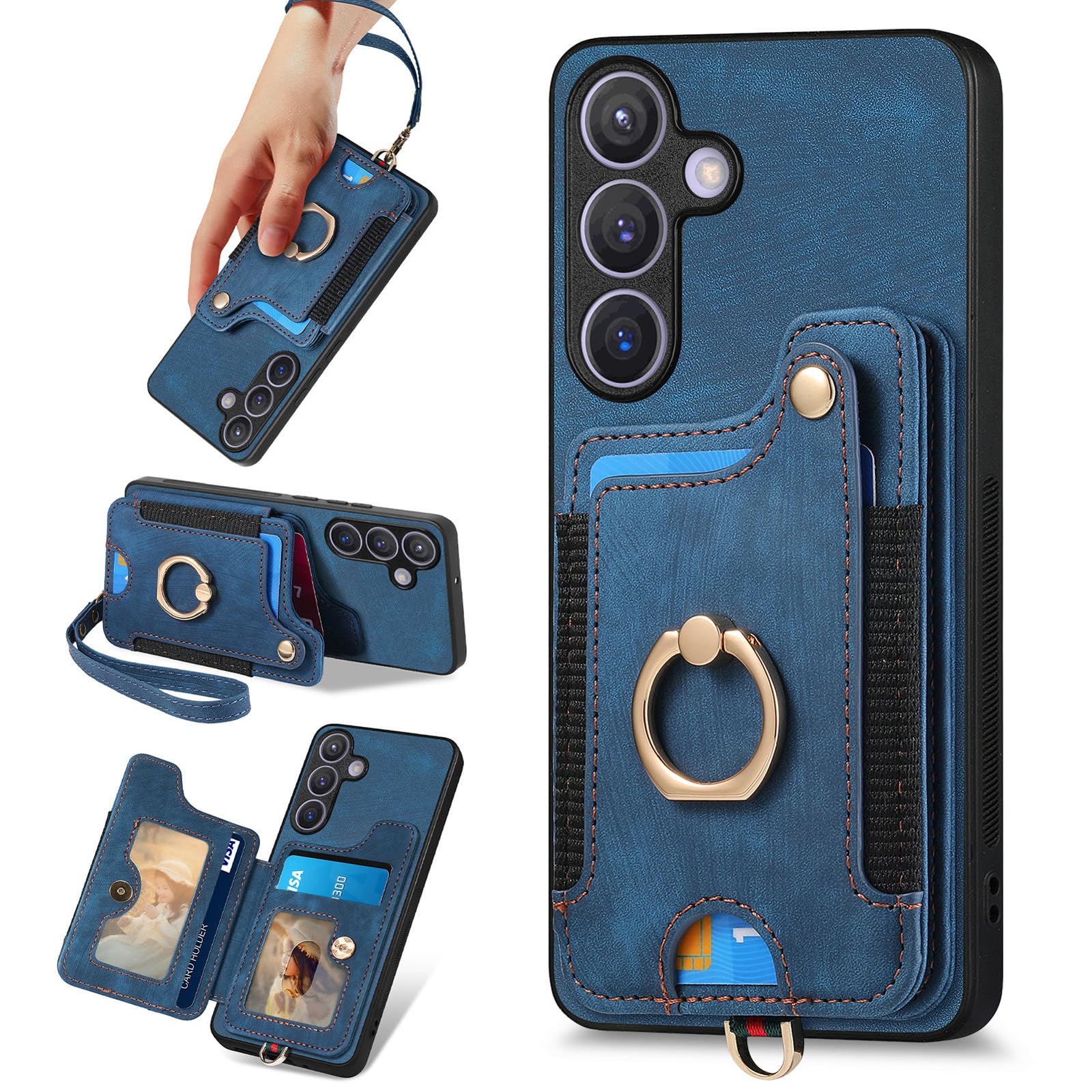Amazon.com: for Samsung Galaxy S25 Case Card Holder for Woman Man,PU Leather Flip Folio Wallet Case,RFID Blocking Ring Holder Kickstand Wrist Strap Magnetic Clasp Protective Cover for Galaxy S25 Blue : Cell Amazon.com: for Samsung Galaxy S25 Case Card Holder for Woman Man,PU Leather Flip Folio Wallet Case,RFID Blocking Ring Holder Kickstand Wrist Strap Magnetic Clasp Protective Cover for Galaxy S25 Blue : Cell