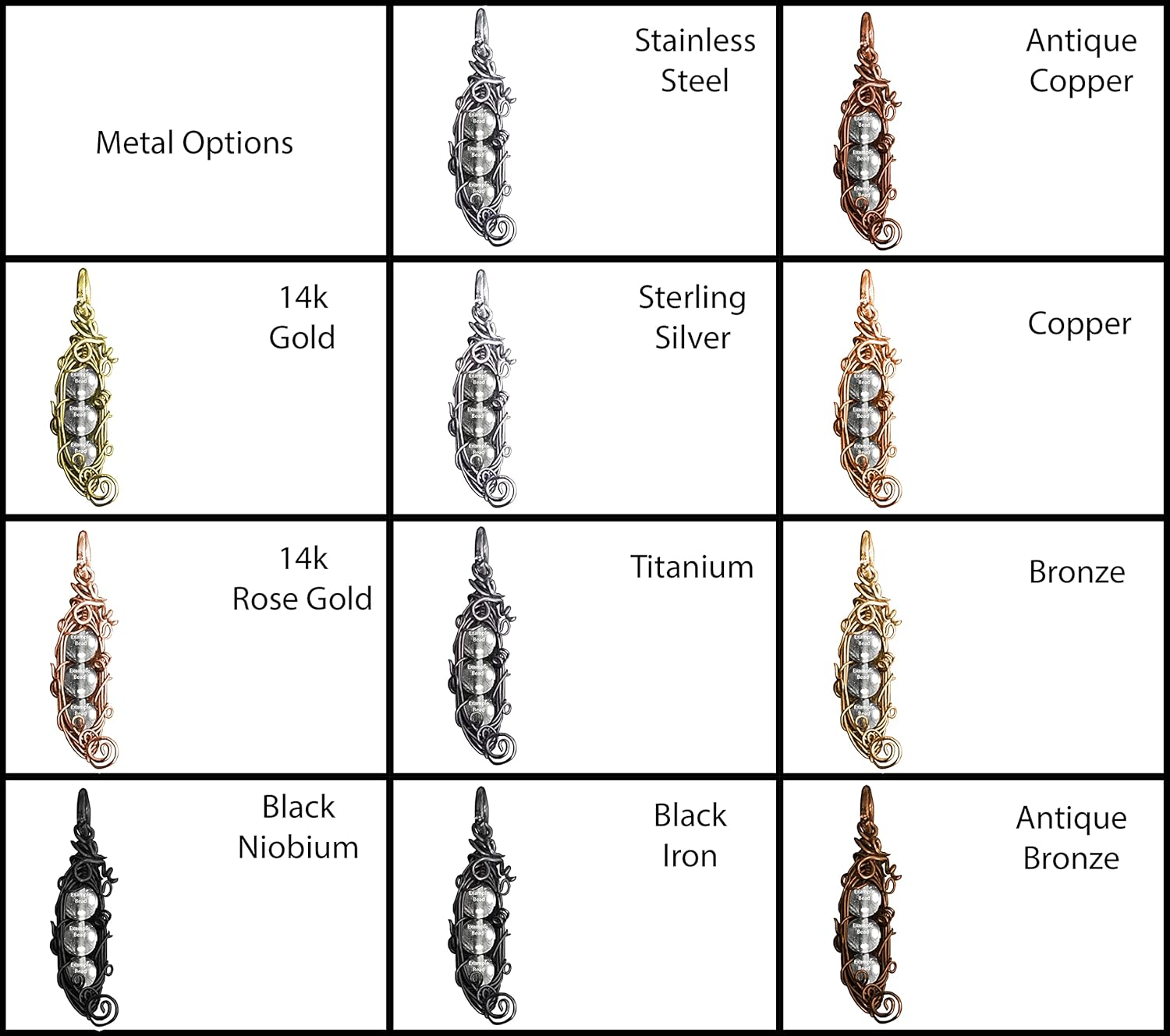 Blue Green Azurite Customizable Peas in a Pod PeaPod (1,2,3,4,5 or 6) Necklace Wire Wrapped in Steel/Silver/Copper/Bronze/Copper/Titanium/Black Iron/14k Gold/14k Rose Gold/Black Niobium