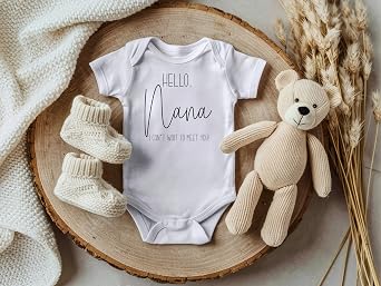 Pregnancy Announcement Infant Bodysuit, Hello Nana I Can't Wait To Meet You